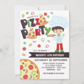 Boy Pizza Party Geburtstag Einladung (Vorderseite)
