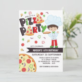 Boy Pizza Party Geburtstag Einladung (Stehend Vorderseite)