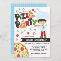 Boy Pizza Party Geburtstag Einladung