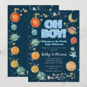 Boy Planets Outer Space Baby Shower Invitation Einladung (Vorne/Hinten)