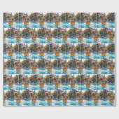 Boy Playing Basketball In a Swimming Pool Geschenkpapier (Flach)