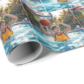 Boy Playing Basketball In a Swimming Pool Geschenkpapier (Rolleneckpunkt)
