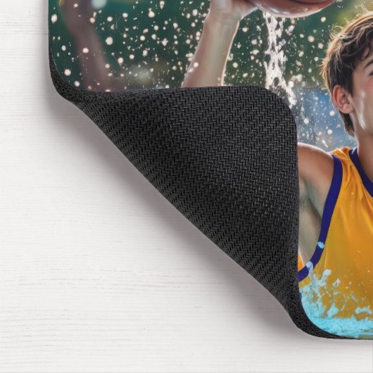 Boy Playing Basketball In a Swimming Pool Mousepad (Ecke)