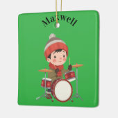 boy playing drums Christmas holiday Ornament (Links)