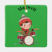 boy playing drums Christmas holiday Ornament (Vorderseite)