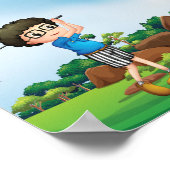 Boy Playing Golf Poster (Ecke)