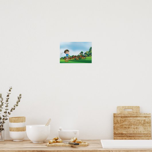 Boy Playing Golf Poster (Küche)