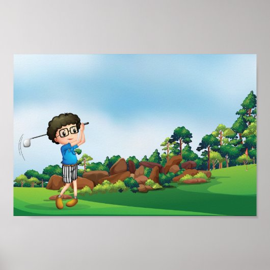 Boy Playing Golf Poster (Vorne)