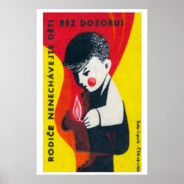 Boy Playing with Matches - Matchbox Print - Czech Poster