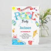 Boy Pool Einladung (Stehend Vorderseite)