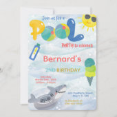 Boy Pool Einladung zum Geburtstag (Vorderseite)