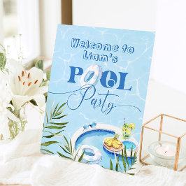 Boy Pool Geburtstagsparty Begrüßung Sockelschild