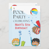 Boy Pool Geburtstagsparty Einladung (Vorne/Hinten)
