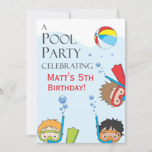 Boy Pool Geburtstagsparty Einladung