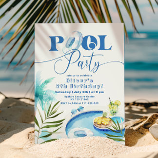 Boy Pool Geburtstagsparty Einladung
