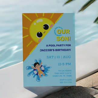 Boy Pool Party Geburtstagseinladung Einladung