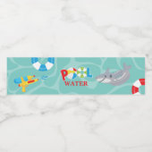 Boy Pool Party Geburtstagshai Float Wasserflaschenetikett (Einzelnes Label)