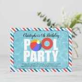 Boy Pool Party Geburtstagsparty Einladung (Stehend Vorderseite)