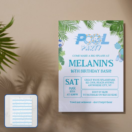 Boy Pool Party Invitation – Cool Dude Birthday Einladung