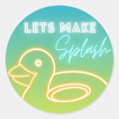 Boy Pool Party Runder Aufkleber (Vorderseite)