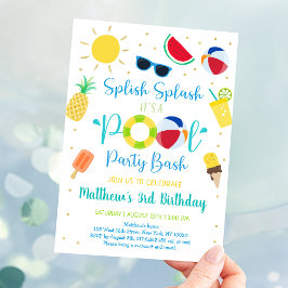 Boy Pool Party Sommer Geburtstag Einladung