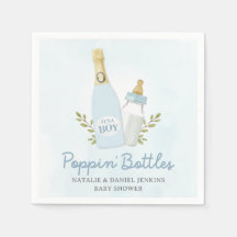 Boy Poppin Bottles Baby Shower Blue