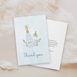 Boy Poppin Bottles Baby Shower Thank you Card Dankeskarte
