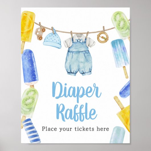 Boy Popsicle Baby Duschdusche Windeln Raffle Poster (Vorne)