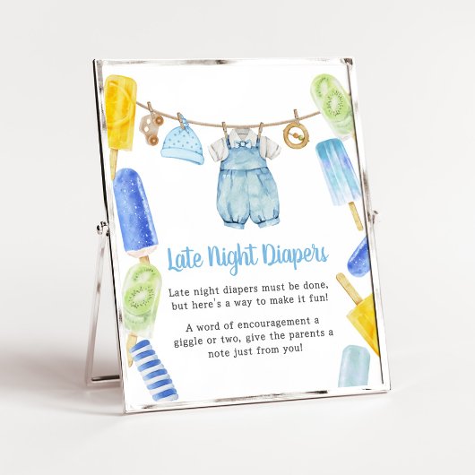 Boy Popsicle Baby Dusche Spate Night Diapers Poster