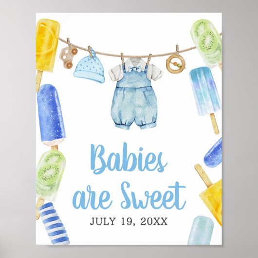 Boy Popsicle Baby Shower Babys sind süß Poster (Vorne)