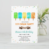 Boy Popsicle Eis Thema Einladung (Stehend Vorderseite)