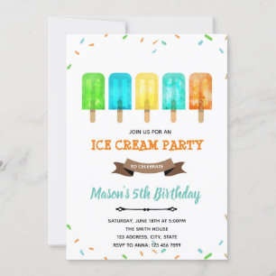 Boy Popsicle Eis Thema Einladung