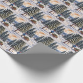 Boy Pulling a Sled With Christmas Evergreen Boughs Geschenkpapier (Ecke)