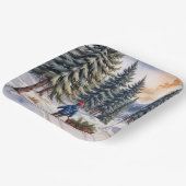 Boy Pulling a Sled With Christmas Evergreen Boughs Pappteller (Gewinkelt)