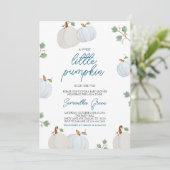 Boy Pumpkin Baby Shower Einladung (Stehend Vorderseite)