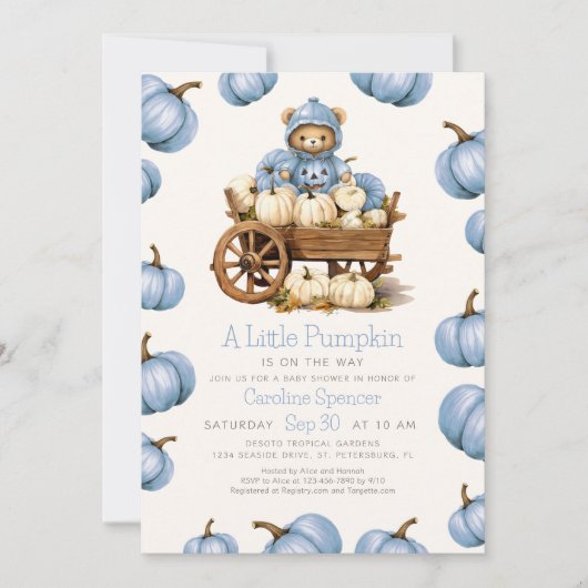 Boy Pumpkin erntet Autumn Baby Showdusche Einladung (Vorderseite)
