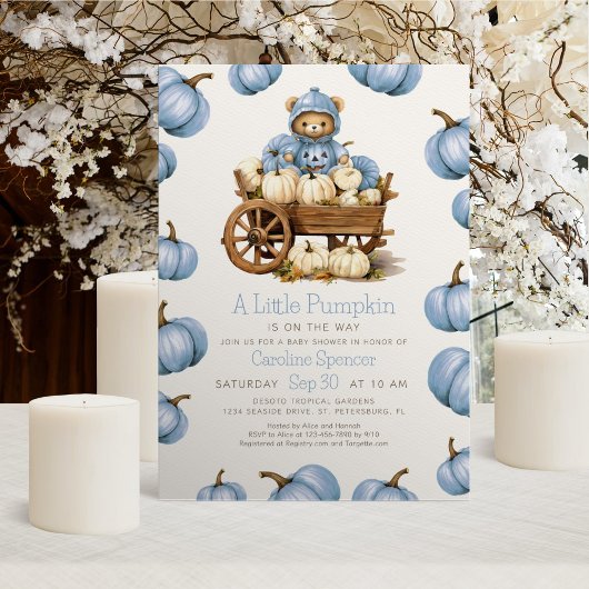 Boy Pumpkin erntet Autumn Baby Showdusche Einladung