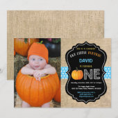 Boy Pumpkin Erstgeburt Einladung Burlap (Vorne/Hinten)