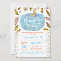 Boy Pumpkin Fall Baby Dusche Einladung Gold