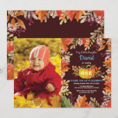 Boy Pumpkin Fall Birthday Einladung (Vorne/Hinten)