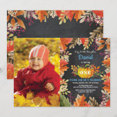 Boy Pumpkin Fall Birthday Einladung (Vorne/Hinten)