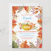 Boy Pumpkin Fall Geburtstag Einladung (Vorderseite)