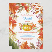 Boy Pumpkin Fall Geburtstag Einladung (Vorne/Hinten)