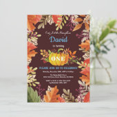 Boy Pumpkin Fall Geburtstag Einladung (Stehend Vorderseite)