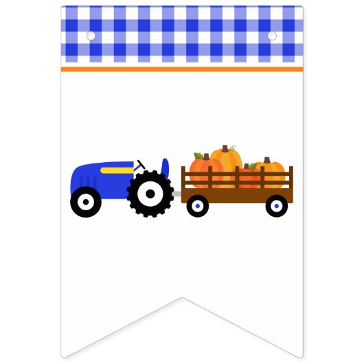 Boy Pumpkin Patch Tractor Blue Birthday Banner (Erste Fahne)