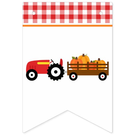 Boy Pumpkin Patch Tractor Red Birthday Banner (Erste Fahne)