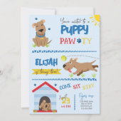Boy Puppy Birthday Pawty Einladung (Vorderseite)