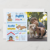 Boy Puppy Birthday Pawty Foto Einladung (Vorderseite)