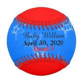 Boy Quad Birth Stats Red White Blue Baseball (Vorderseite)