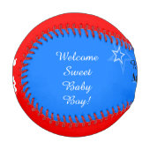 Boy Quad Birth Stats Red White Blue Baseball (Vorderseite Links)